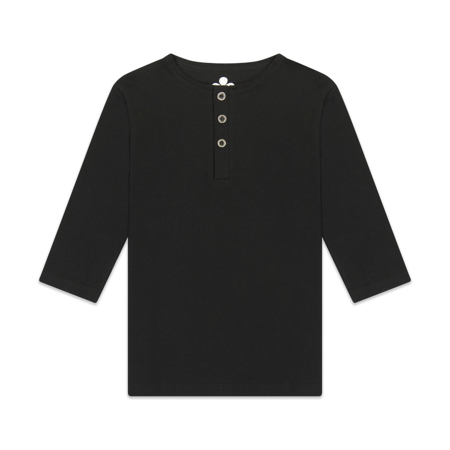Girls Ribbed Henley T-shirt- Black