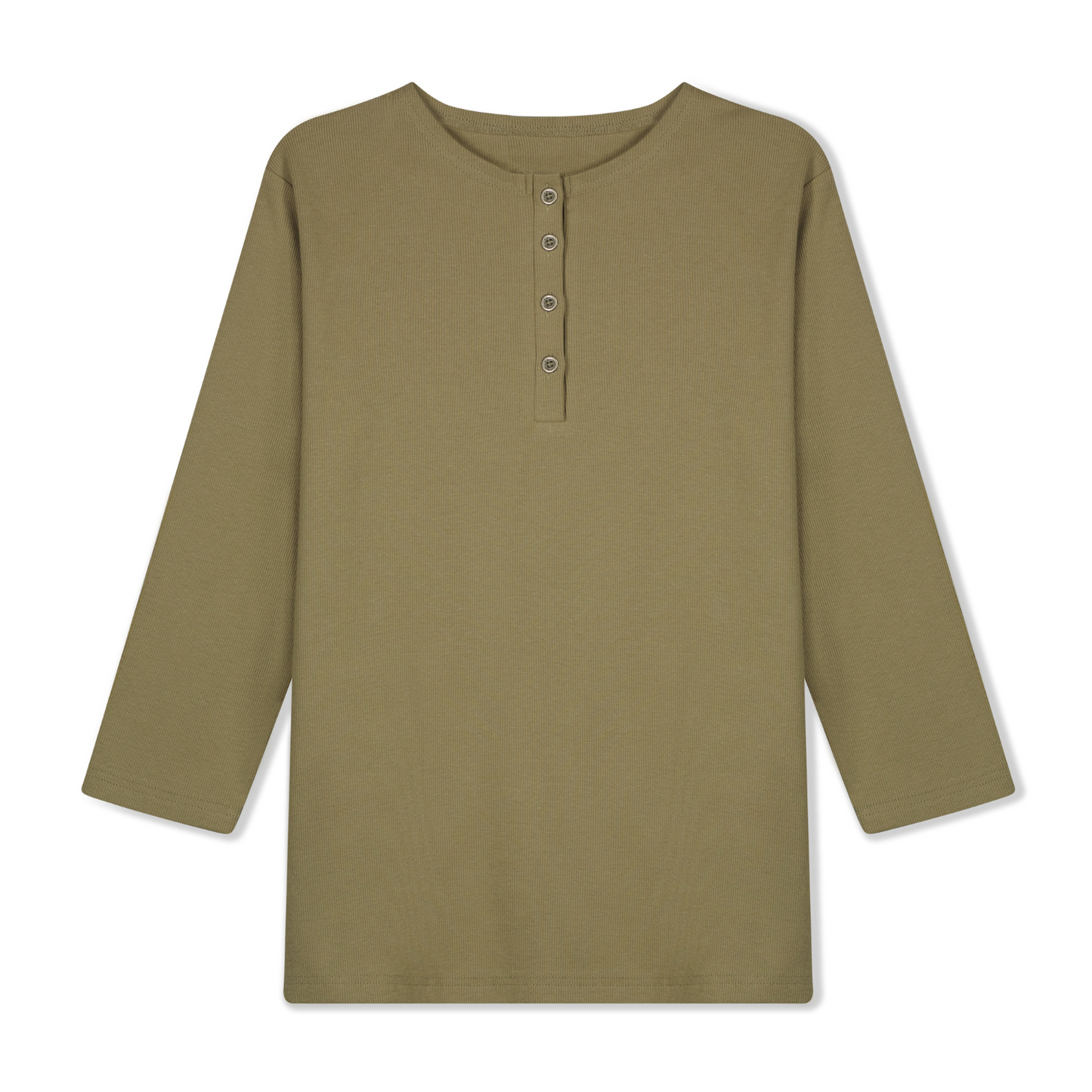 Ribbed Henley T-shirt Women- Pale Olive