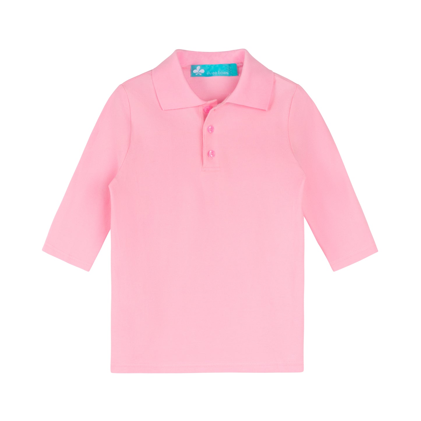 Girls Polo T-shirt 3/4 Sleeve- Light Pink
