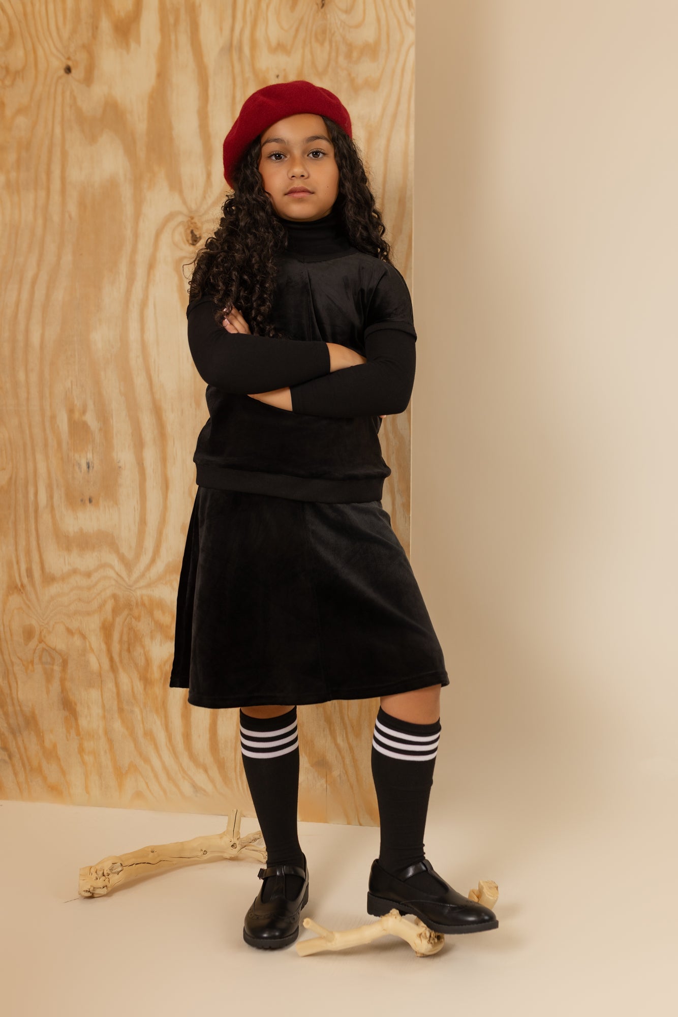 Velour Camp Skirt - Black