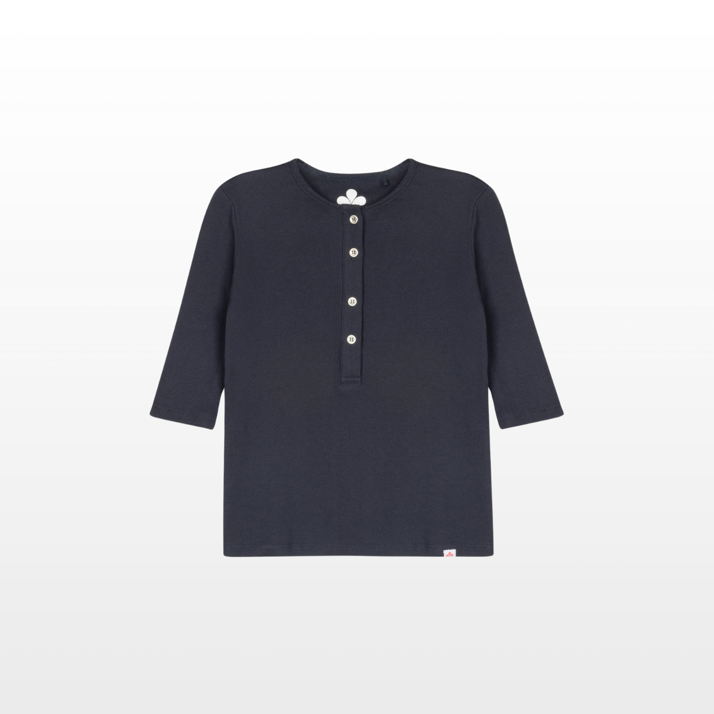 Girls Ribbed Henley T-shirt - Navy