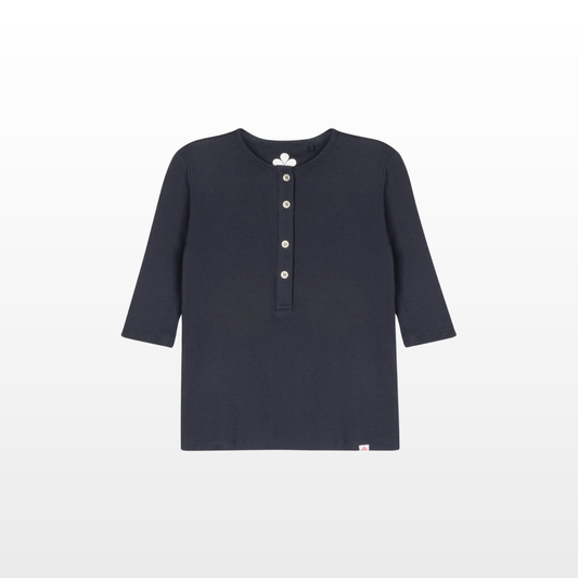 Girls Ribbed Henley T-shirt - Navy