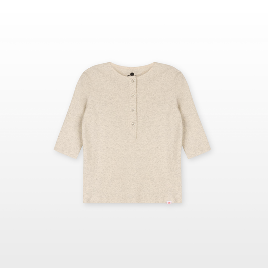 Girls Ribbed Henley T-shirt - Oatmeal