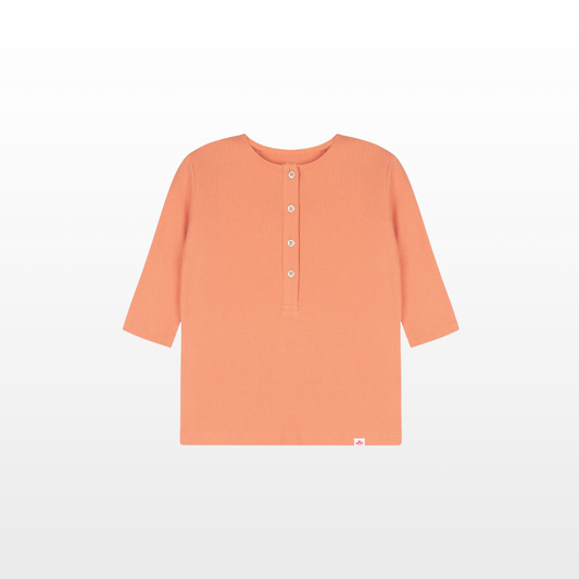 Girls Ribbed Henley T-shirt - Peach