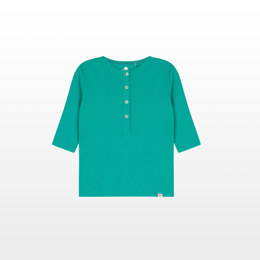 Girls Ribbed Henley T-shirt - Turquoise