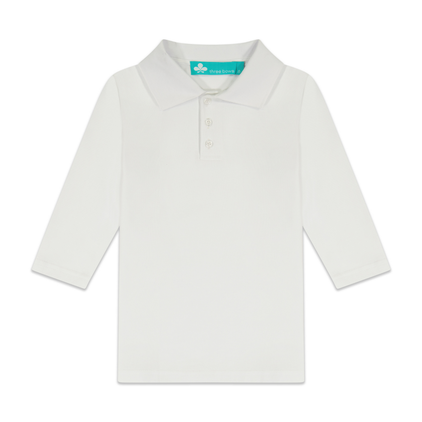 Girls Polo T-shirt 3/4 Sleeve- White