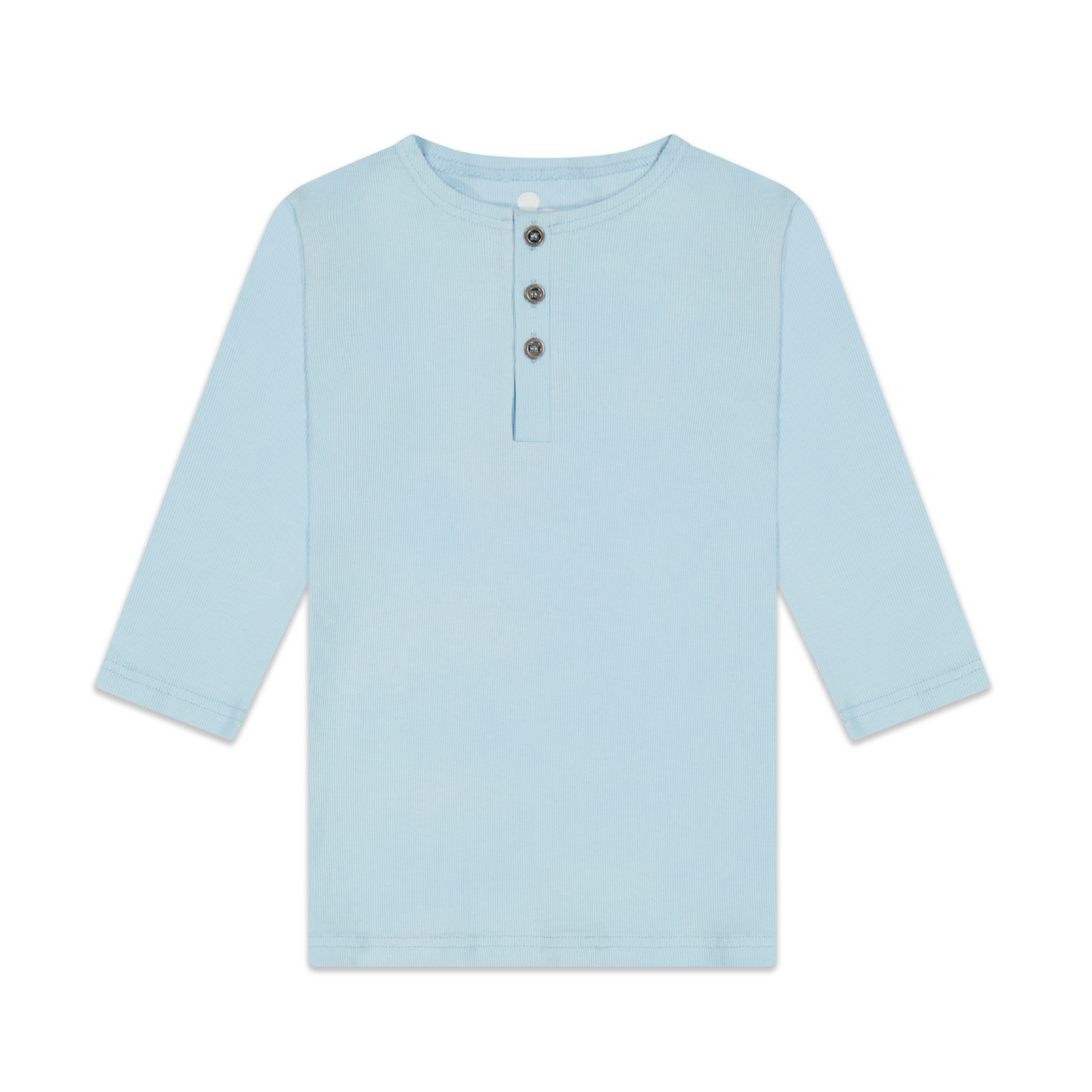 Girls Ribbed Henley T-shirt- Pale Blue