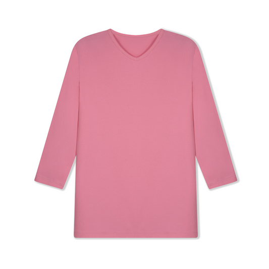 High V-Neck T-shirt Women- Peony Pink