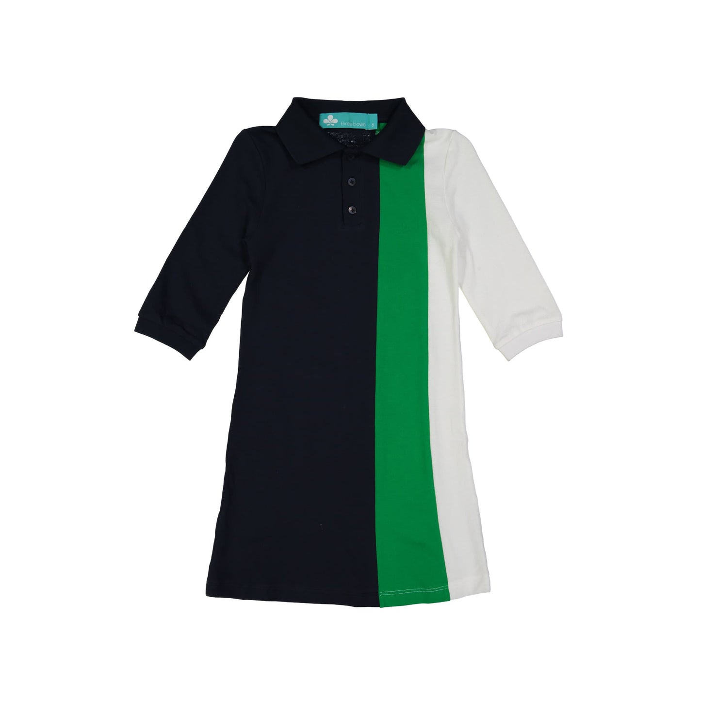 Striped Polo Dress- Navy/Green