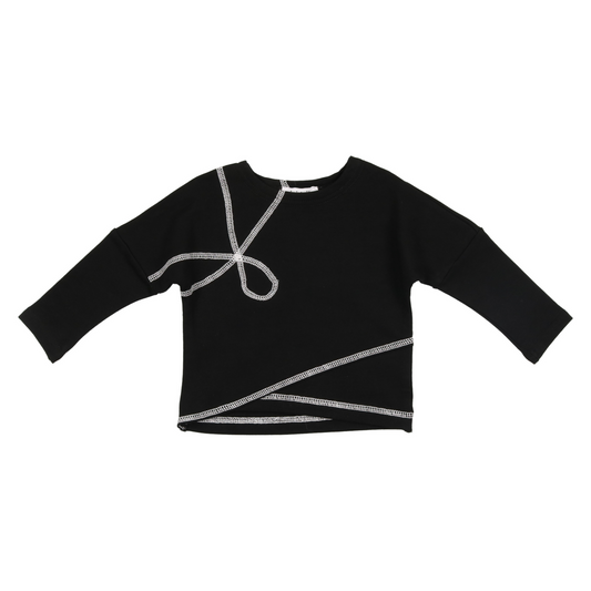 Contrast Stitch Top- Black
