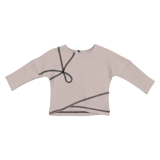 Contrast Stitch Top- Grey