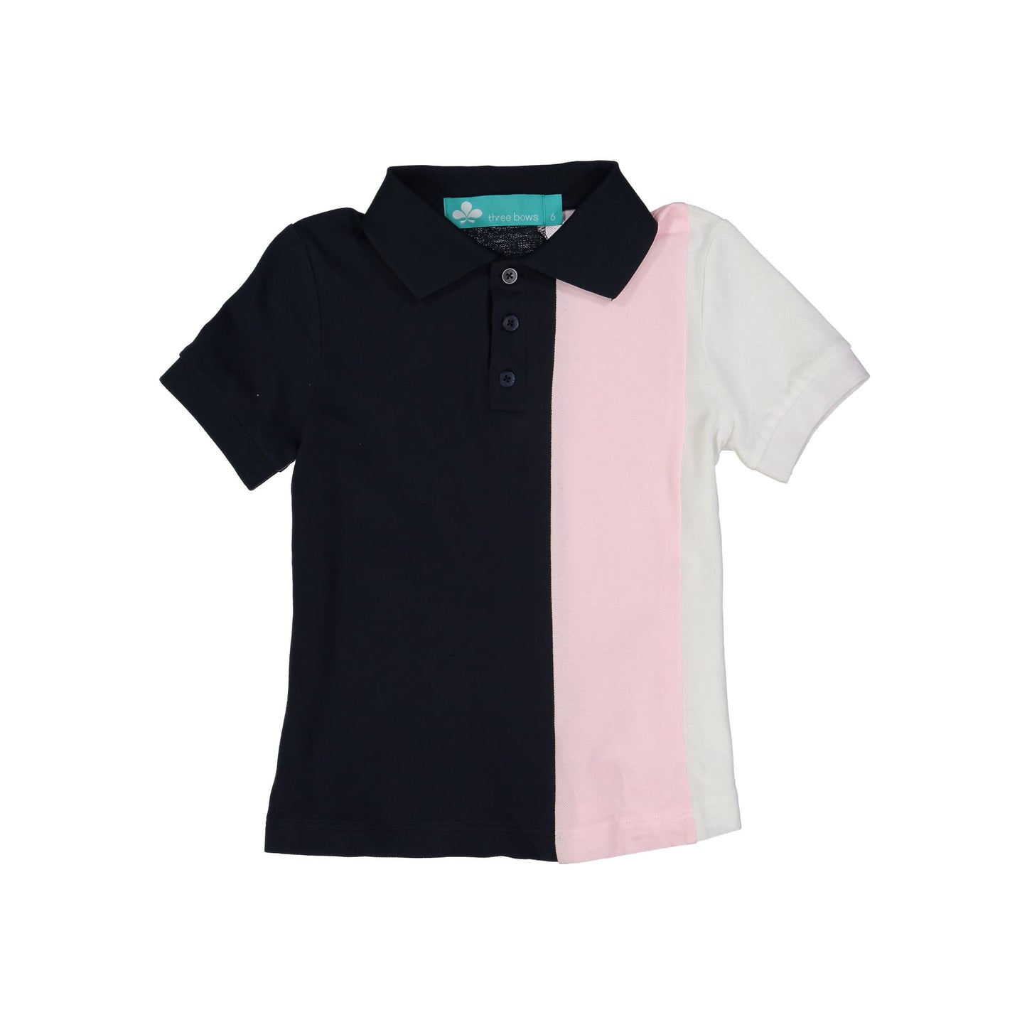 Striped Boys Polo T-Shirt- Navy/Pink
