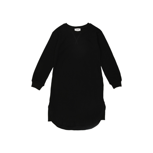 Teen Waffle Knit Dress- Black