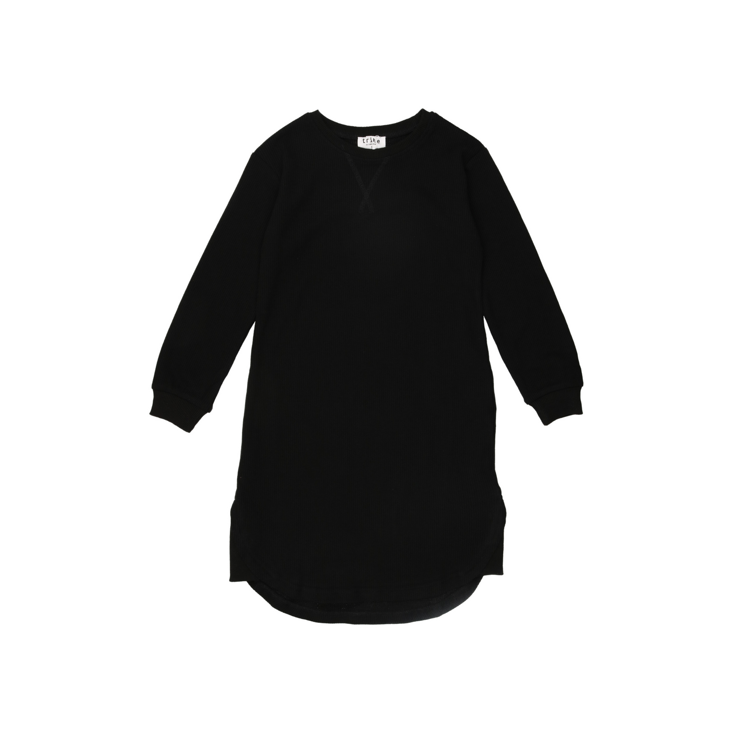 Waffle Knit Dress- Black