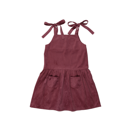 Corded Bow Pinafore- Mulberry