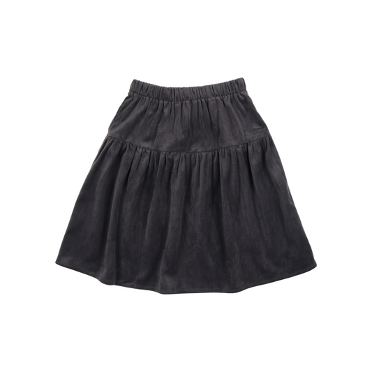 Drop Waist Corded Velvet Skirt- Grey