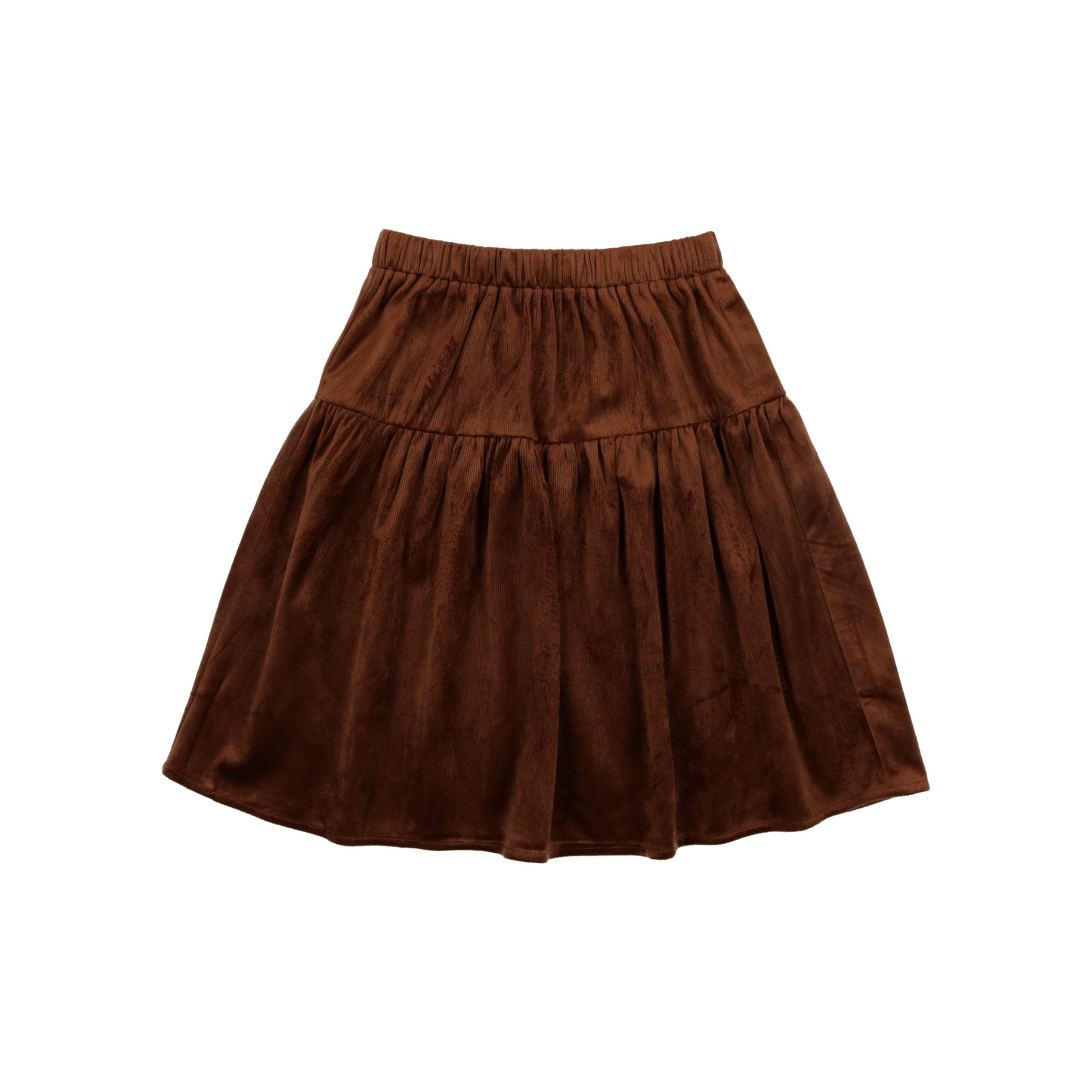 Drop Waist Corded Velvet Skirt- Cognac