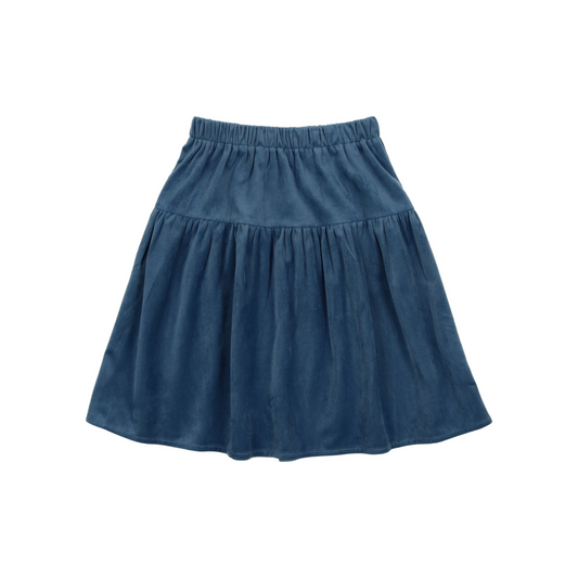 Drop Waist Corded Velvet Skirt- Blue