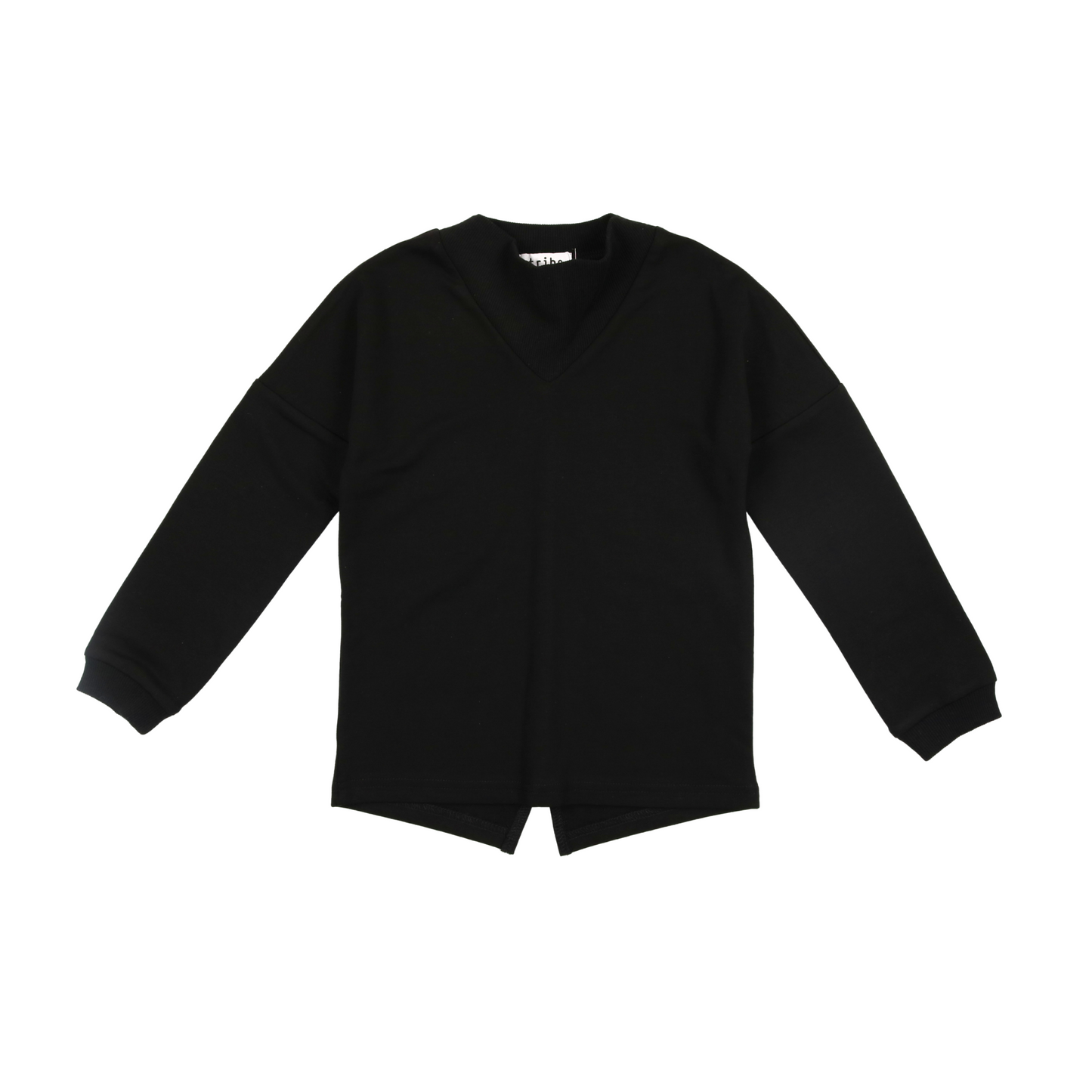 Ribbed V-Neck Sweater- Black