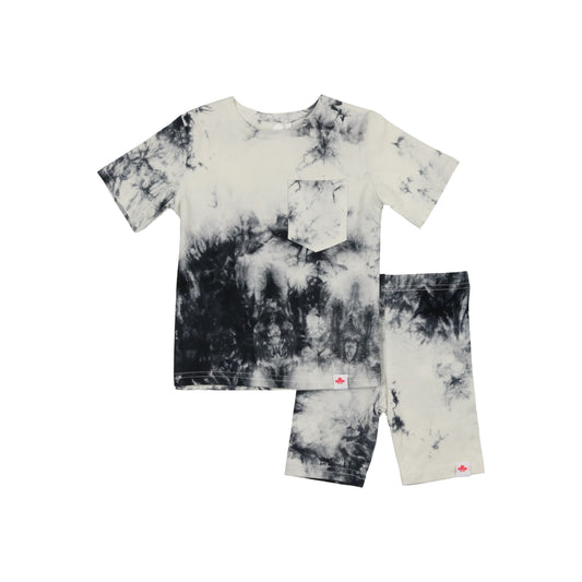 Tie Dye Baby Set- Black/White