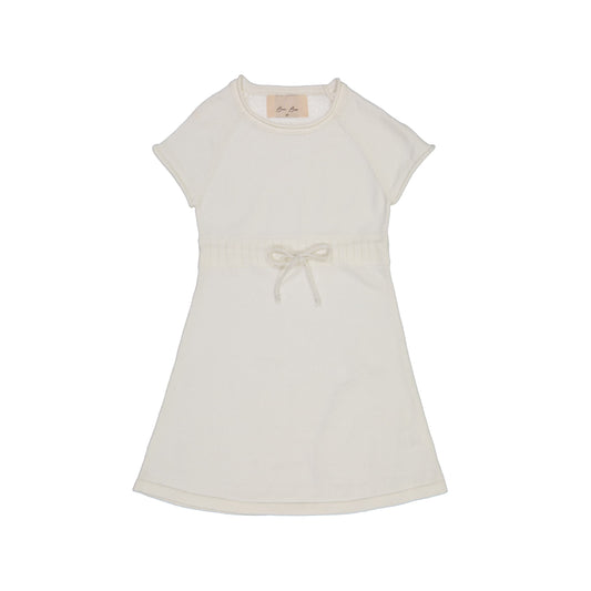 Girls Short Sleeve Knit Dress- White