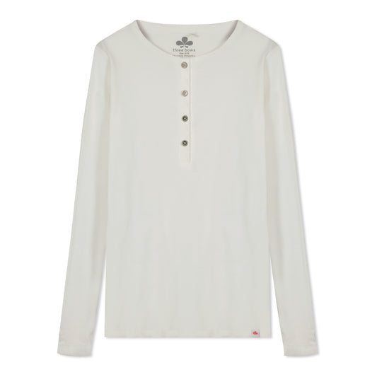 Long Sleeve Henley Women's T-Shirt - Ivory
