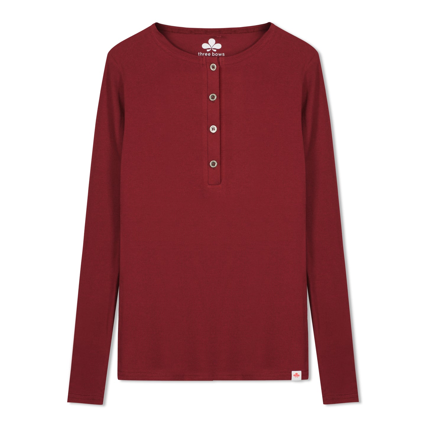 Long Sleeve Henley Women's T-Shirt - Burgundy