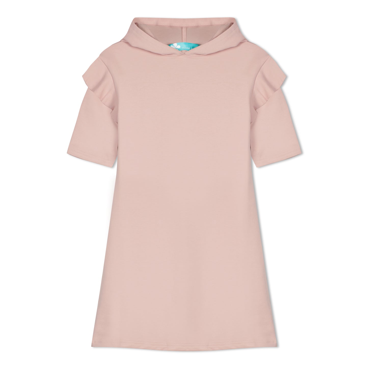 Ruffle Sleeve Hoodie Dress- Blush