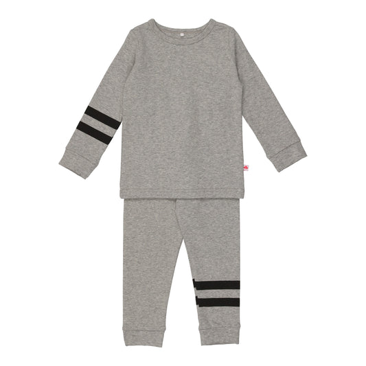 Sports Stripe PJ Set- Grey
